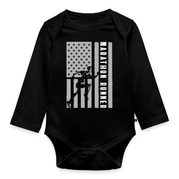 Runner Fitness Jogging Competition - Organic Longsleeve Baby Bodysuit - black - Front