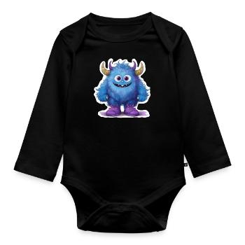 Blue Monster - Organic Longsleeve Baby Bodysuit - black - Front
