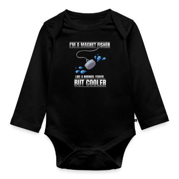 Je suis un pêcheur d’aimants - Body Bébé bio manches longues - noir - Devant