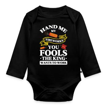Fireworks, firecrackers, fireworks, fan curve - Organic Longsleeve Baby Bodysuit - black - Front
