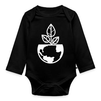 planet erde pflanze - Baby Bio-Langarm-Body - Schwarz - Vorne