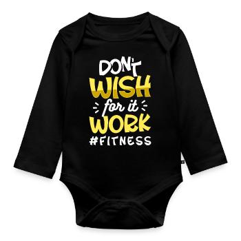 Cross Sportgerät Workout - Baby Bio-Langarm-Body - Schwarz - Vorne