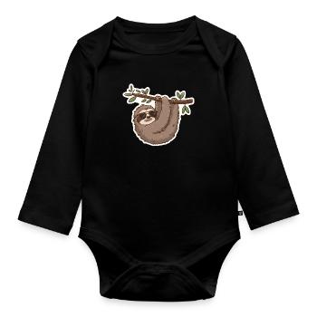 Faultier, Entspannung, Chill, Nap, Schlaf - Baby Bio-Langarm-Body - Schwarz - Vorne