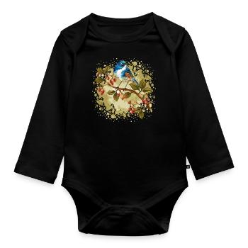 Bunter Vogel - Baby Bio-Langarm-Body - Schwarz - Vorne