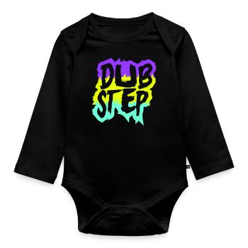 Dub Step Techno Musik Party Club Text Schriftzug - Baby Bio-Langarm-Body - Schwarz - Vorne