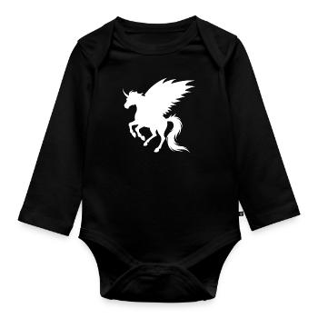Licorne démone - Silhouette avec des ailes - Body Bébé bio manches longues - noir - Devant