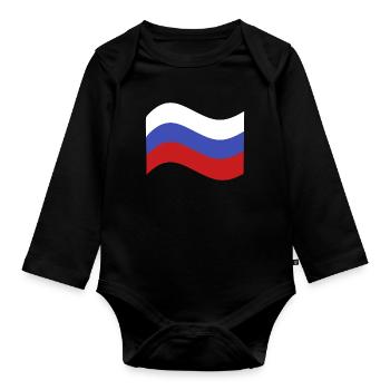 Drapeau de la Russie - Body Bébé bio manches longues - noir - Devant
