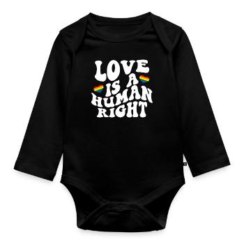 Love Is A Human Right LGBTQ Gay Pride - Organic Longsleeve Baby Bodysuit - black - Front