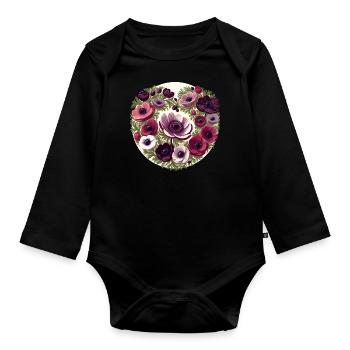 Lila Anemone - Baby Bio-Langarm-Body - Schwarz - Vorne