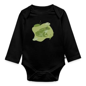 Frog - Organic Longsleeve Baby Bodysuit - black - Front