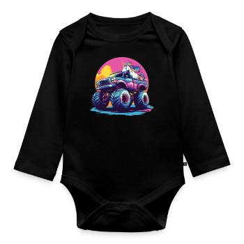 Monster Truck und Einhorn - Baby Bio-Langarm-Body - Schwarz - Vorne