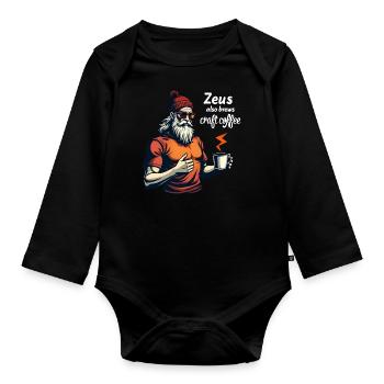 Zeus also brews craft coffee! - Baby Bio-Langarm-Body - Schwarz - Vorne
