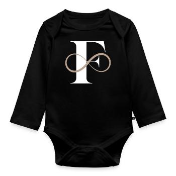 Infinite letter f - Organic Longsleeve Baby Bodysuit - black - Front