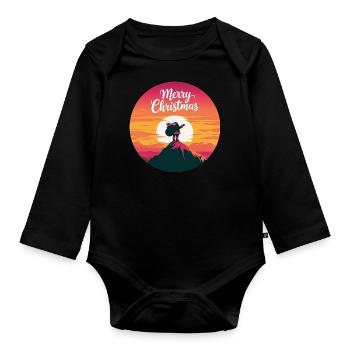 Weihnachtsmann auf dem Berg Merry Christmas - Baby Bio-Langarm-Body - Schwarz - Vorne
