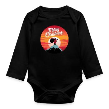 Weihnachtsmann auf dem Berg Merry Christmas - Baby Bio-Langarm-Body - Schwarz - Vorne