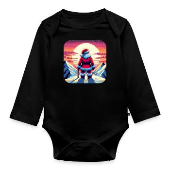 Père Noël sur la montagne - Body Bébé bio manches longues - noir - Devant