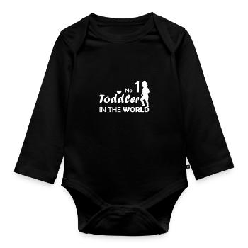 No.1 Toddler in the World Toddler Baby Parents - Organic Longsleeve Baby Bodysuit - black - Front