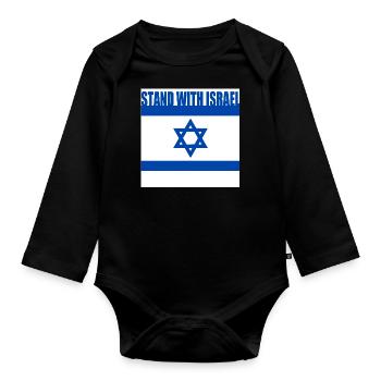 Stand with israel - Organic Longsleeve Baby Bodysuit - black - Front