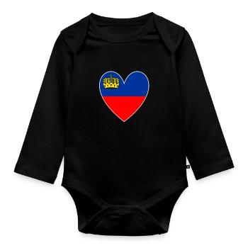 Liechtenstein Flag Heart Art Travel Holidays - Organic Longsleeve Baby Bodysuit - black - Front
