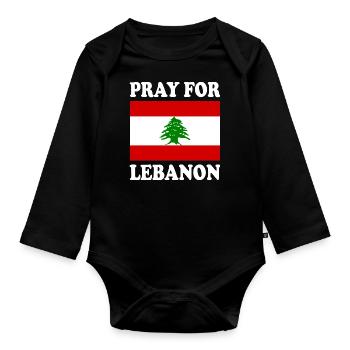 Pray for lebanon - Body Bébé bio manches longues - noir - Devant