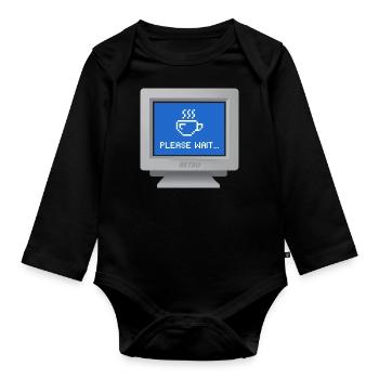 CRT design - "please wait" wallpaper - Organic Longsleeve Baby Bodysuit - black - Front
