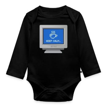 CRT "Keep Calm" Wallpaper - Organic Longsleeve Baby Bodysuit - black - Front