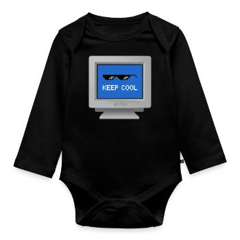 CRT design - "Stay Cool" Wallpaper - Organic Longsleeve Baby Bodysuit - black - Front
