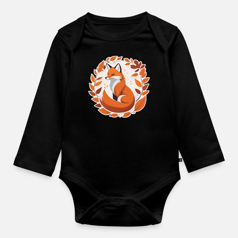 Fuchs im Herbst #2 - Baby Bio-Langarm-Body - Schwarz