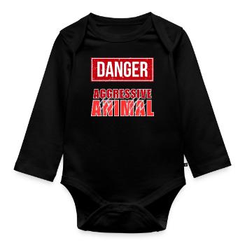 Aggressive Animal - Baby Bio-Langarm-Body - Schwarz - Vorne