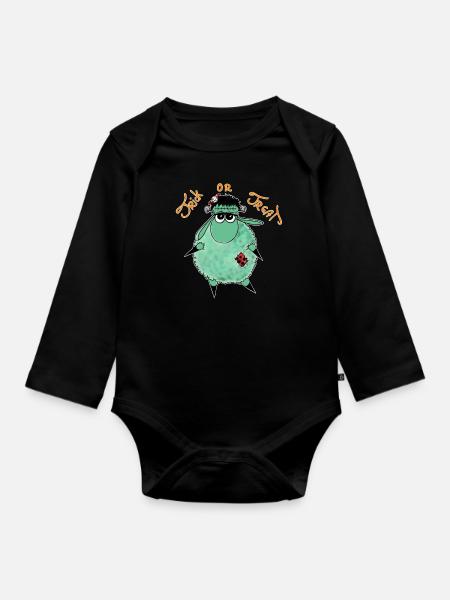 Wolly Sheepling Halloween Monster - Baby Bio-Langarm-Body - Schwarz