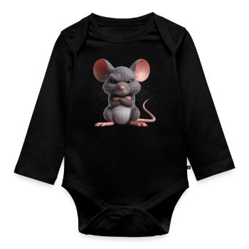 Maus grimmig 1 - Baby Bio-Langarm-Body - Schwarz - Vorne