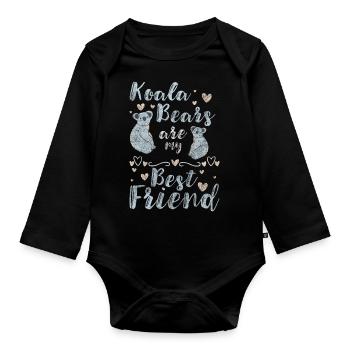 Koala Bear Forest Bear Animals - Organic Longsleeve Baby Bodysuit - black - Front