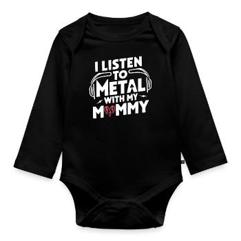 Heavy metal with mom. Metal fan with mom - Organic Longsleeve Baby Bodysuit - black - Front