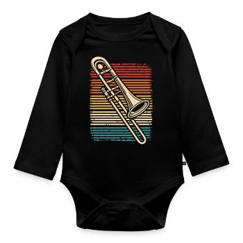 Trombone Player Retro Trombone Trombonist - Organic Longsleeve Baby Bodysuit - black - Front