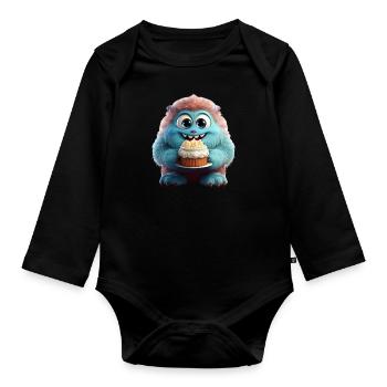 Fusselchen "Micha" - Baby Bio-Langarm-Body - Schwarz - Vorne