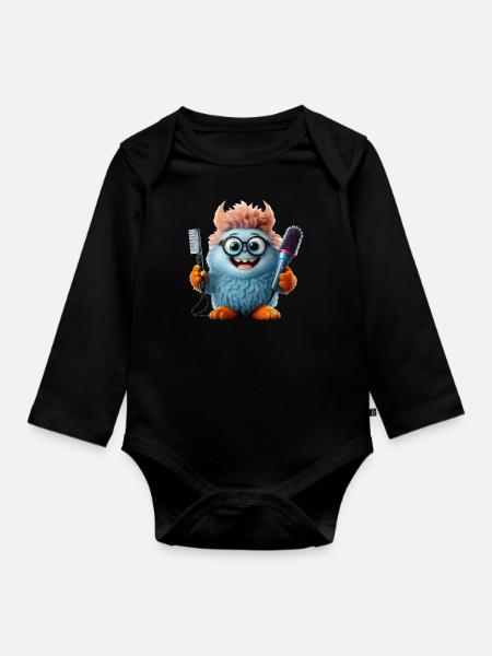 Fusselchen "Friseur" - Baby Bio-Langarm-Body - Schwarz