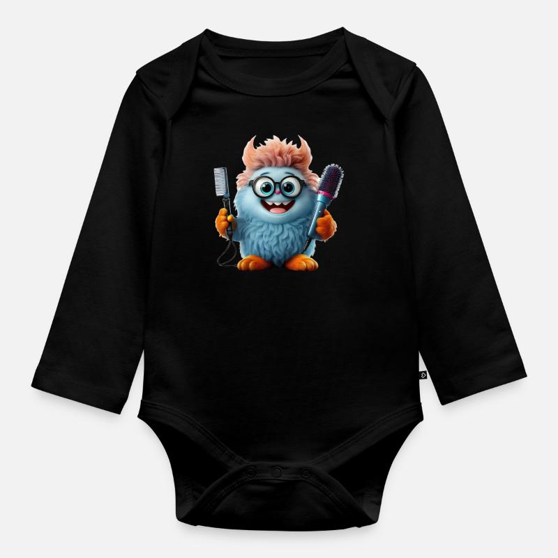 Fusselchen "Friseur" - Baby Bio-Langarm-Body - Schwarz