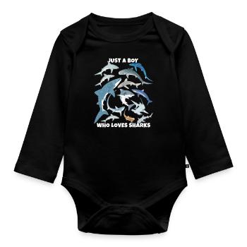 Juste un garçon qui aime les requins - Body Bébé bio manches longues - noir - Devant