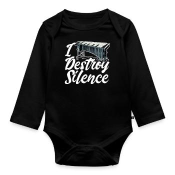I Destroy Silence Vibes Music Vibraphone Musician - Baby Bio-Langarm-Body - Schwarz - Vorne