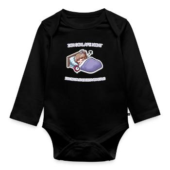 Ich schlafe nicht - ich bin im Energiesparmodus |W - Baby Bio-Langarm-Body - Schwarz - Vorne