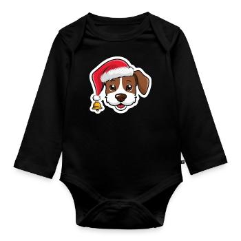 Chien de Noël Chiens Cadeau de Noël Mignon - Body Bébé bio manches longues - noir - Devant