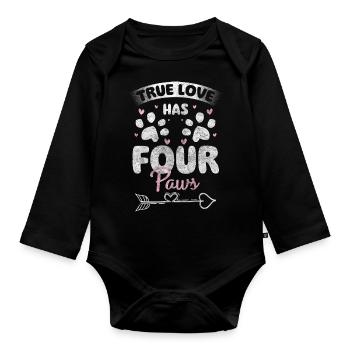Katze Katzenpapa Katzenfreund Hauskatze - Baby Bio-Langarm-Body - Schwarz - Vorne