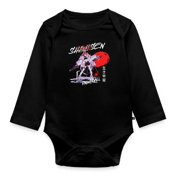 Shamisen painball rocker - Organic Longsleeve Baby Bodysuit - black - Front