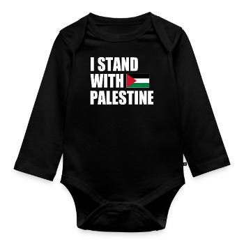 I stand with palestine - Body Bébé bio manches longues - noir - Devant