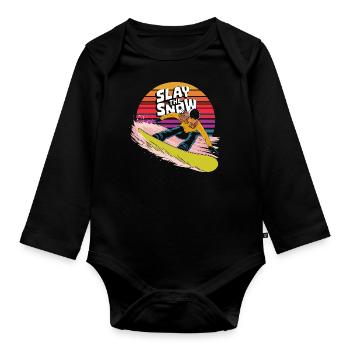 Posez le design du snowboarder sur neige - Body Bébé bio manches longues - noir - Devant