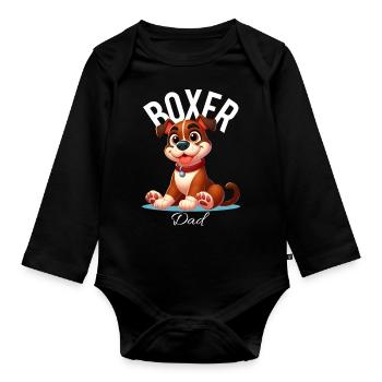 boxer dad - Body Bébé bio manches longues - noir - Devant