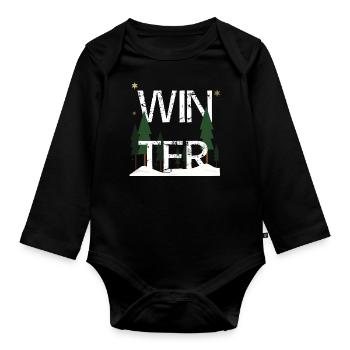 Winter - Organic Longsleeve Baby Bodysuit - black - Front