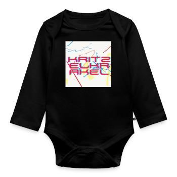 Doodle scribbles - Organic Longsleeve Baby Bodysuit - black - Front