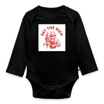 Eat the rich - Karl Marx Eat Döner Kebab Rich - Baby Bio-Langarm-Body - Schwarz - Vorne