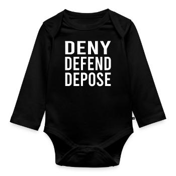 Deny Defend Depose - Organic Longsleeve Baby Bodysuit - black - Front